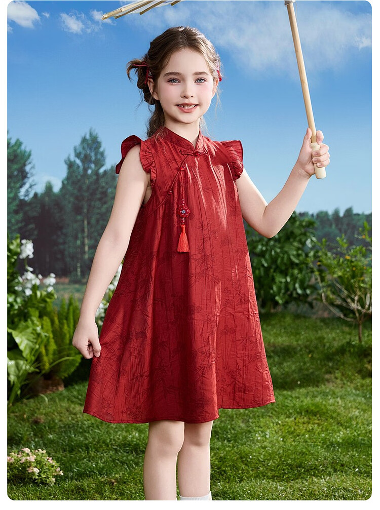ASK JUNIOR Children's Dress Girls Summer Chinese Style New Traditional Princess Dress for Older Kids 11