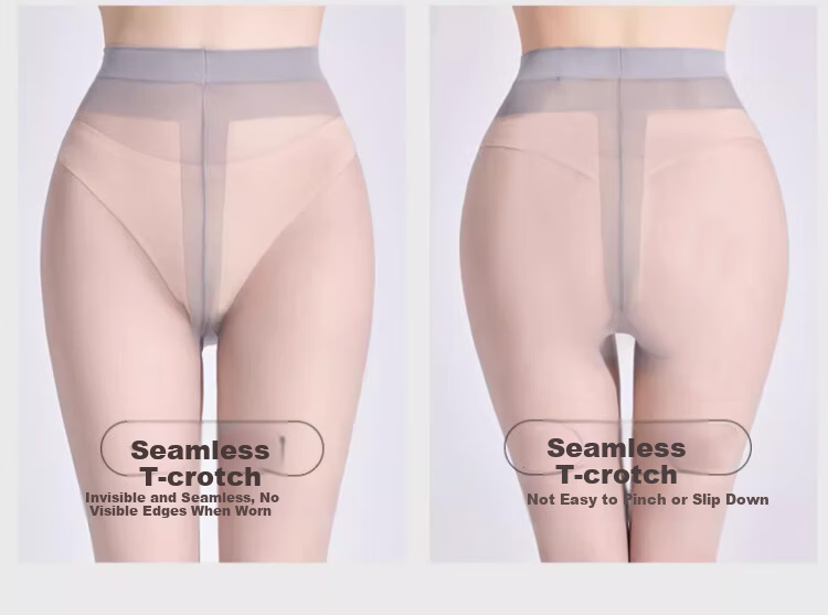 Xueqiman 0D Gray Ultra-Thin Airy Sheer Sexy Black Pantyhose with T-Crotch Slimming Anti-Snag Nude-Look Tights for Spring 5