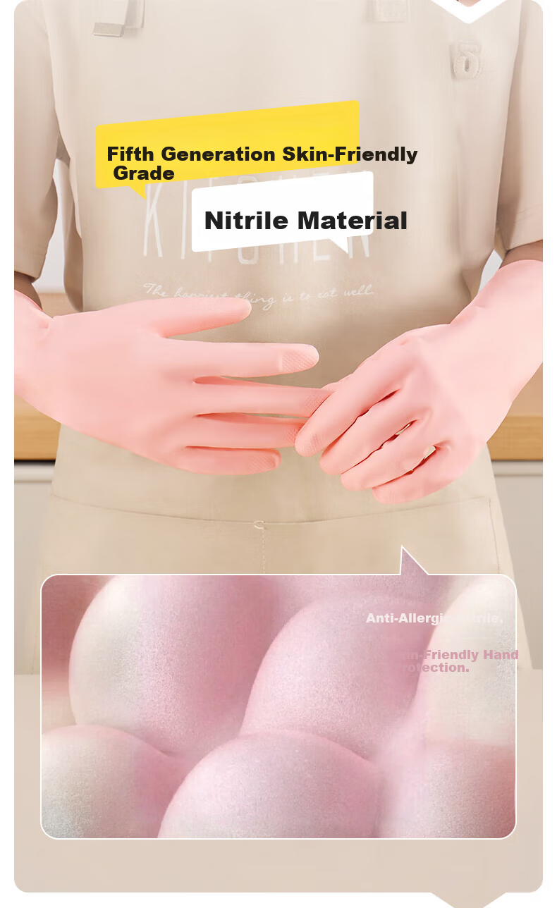 Little Seal Japanese Nitrile Gloves 30pcs One Size Kitchen Dishwashing Food Grade Rubber Household Extended Waterproof Disposable Latex 7