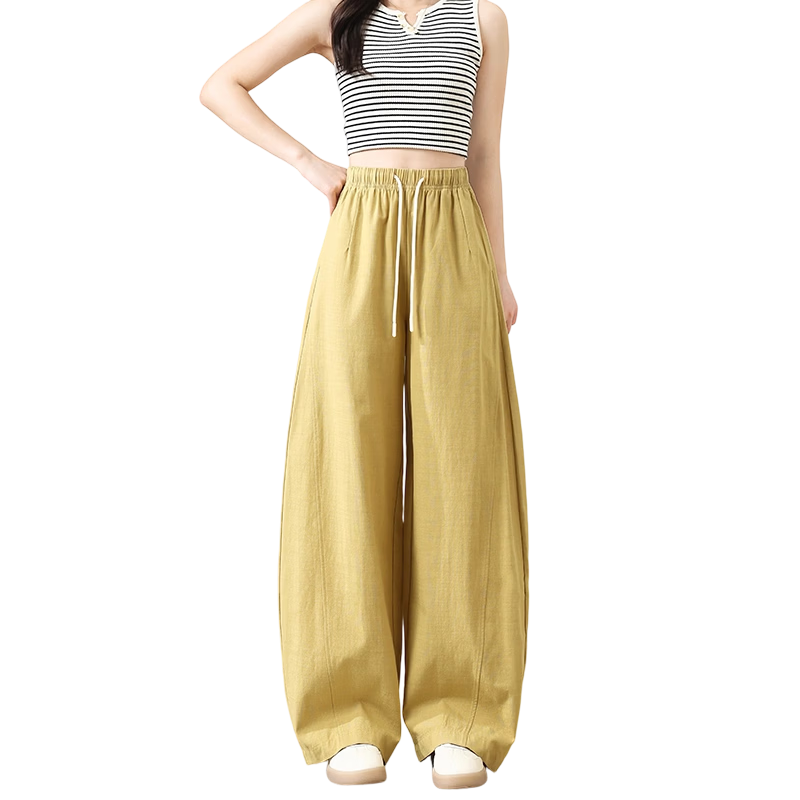 Free Style Wide-Leg Pants for Women Summer Thin High Waist Slim Loose Draped Straight-Leg Tencel Casual Curved Pants 2026 New Arrival