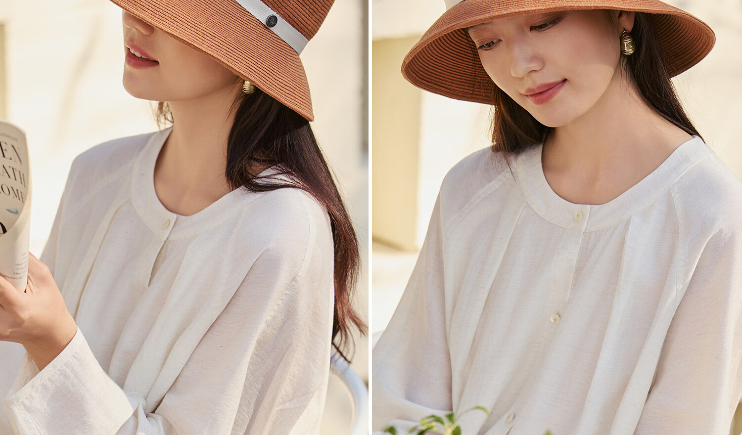 Siggi Cotton-Linen Sun Hat for Women Summer UV Protection Foldable Japanese Style Small Face Fisherman Hat Outdoor 18