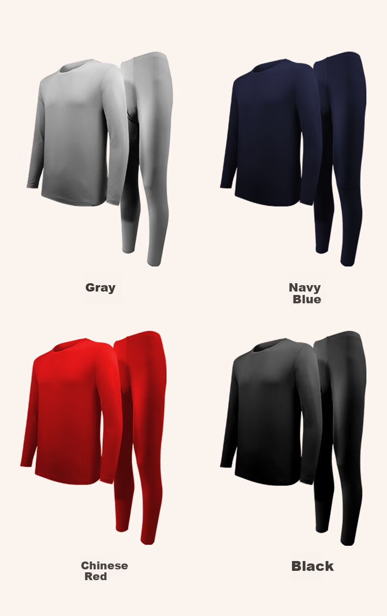 GUJIN Autumn Winter Thermal Underwear Set for Men Seamless Base Layer Top and Bottom 16