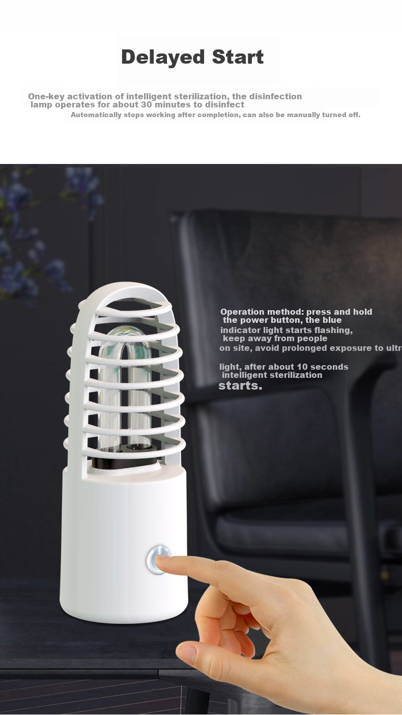 Yichen Portable UV Sterilization Lamp Home Rechargeable Mobile Disinfection Light Hotel Ozone Odor Removal Travel Sterilizer White 8
