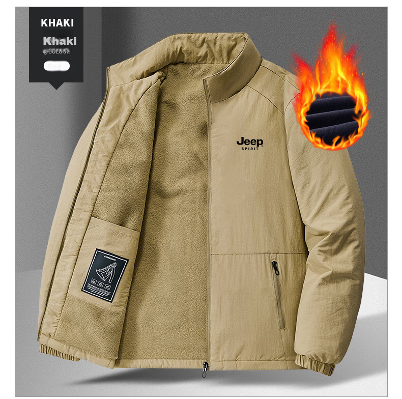 JEEP SPIRIT Men's Spring Autumn Casual Stand Collar Lightweight Versatile Outdoor Sports Long Sleeve Jacket Black XL 6