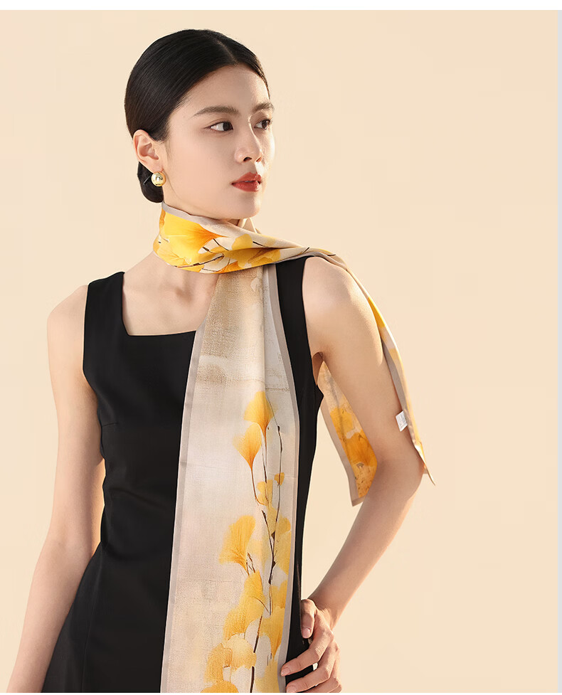 Hangsilu Silk Scarf for Women, Narrow Shawl, Mulberry Silk, Chinese Style, Birthday Gift, Holiday Present for Mom, Best Friend, Elders 6