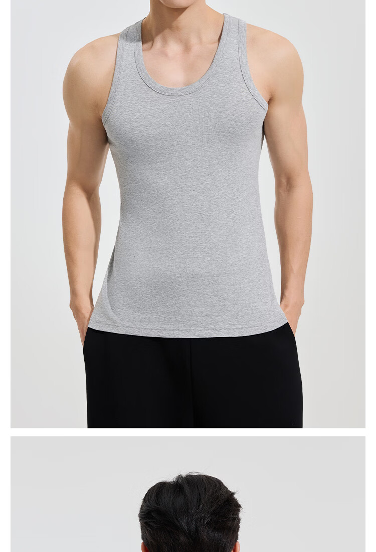 Dushiliren [2-Pack] Men's Tank Top, Pure Cotton Undershirt, Summer Thin Style, 100% Cotton, Sleeveless Sports Vest, 10A Antibacterial 17
