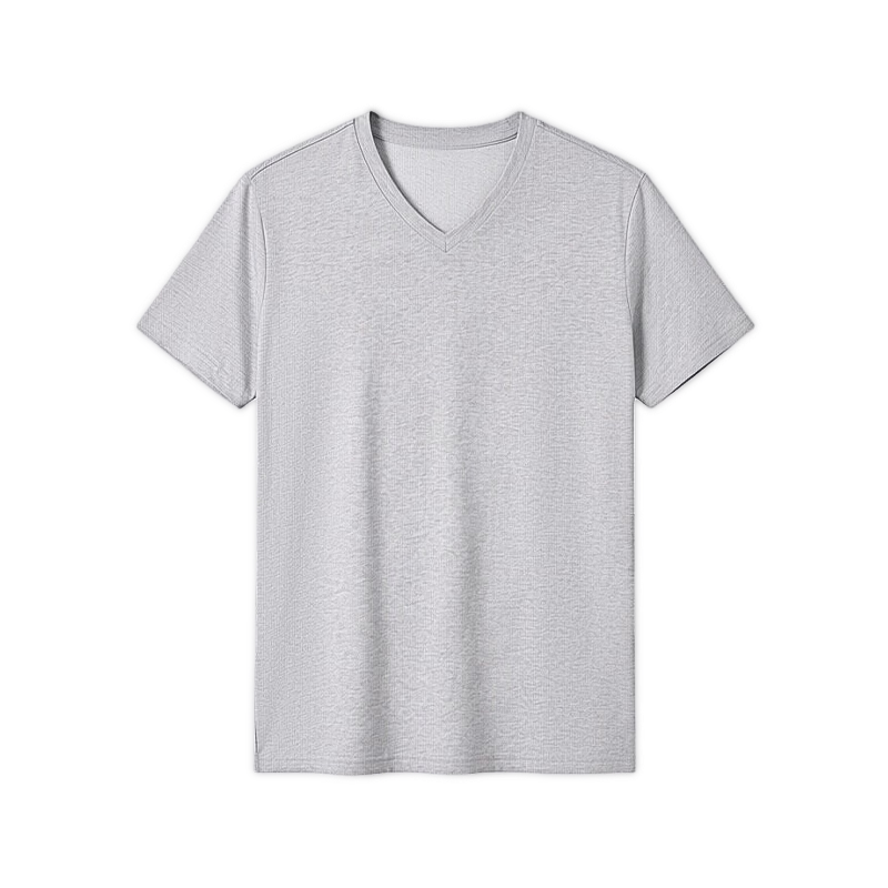 Hongdou 10A Antibacterial Mite-Resistant Sweat-Absorbing Sun-Protective Men's Short Sleeve Breathable V-Neck Simple T-Shirt