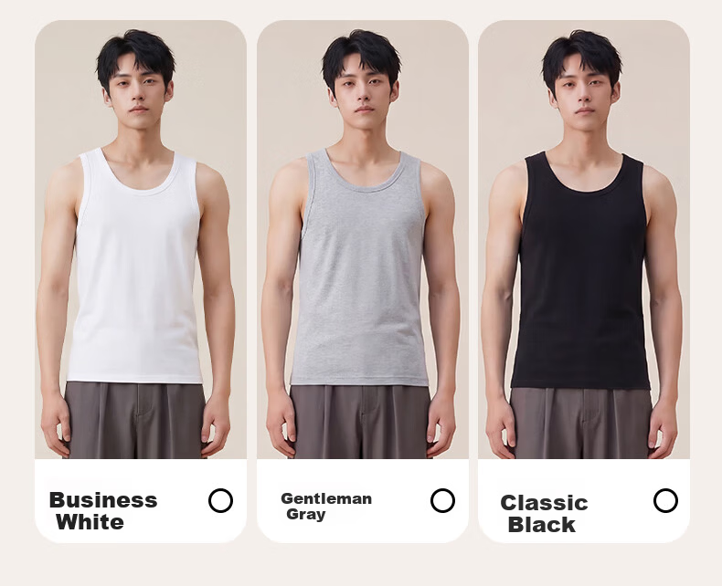 FIRS Men’s Vest [2-Pack Pure Cotton] Seamless Round Neck Antibacterial Sports Sleeveless Undershirt 16