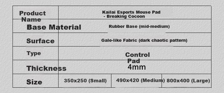 CAPERE (Kailai) Class Jifeng Y Mouse Pad, Smooth And Precise, Competitive Coarse Surface Control Gaming Pad for CS:GO Valorant, [Poxia] Class Jifeng Y 800X400x4mm 3