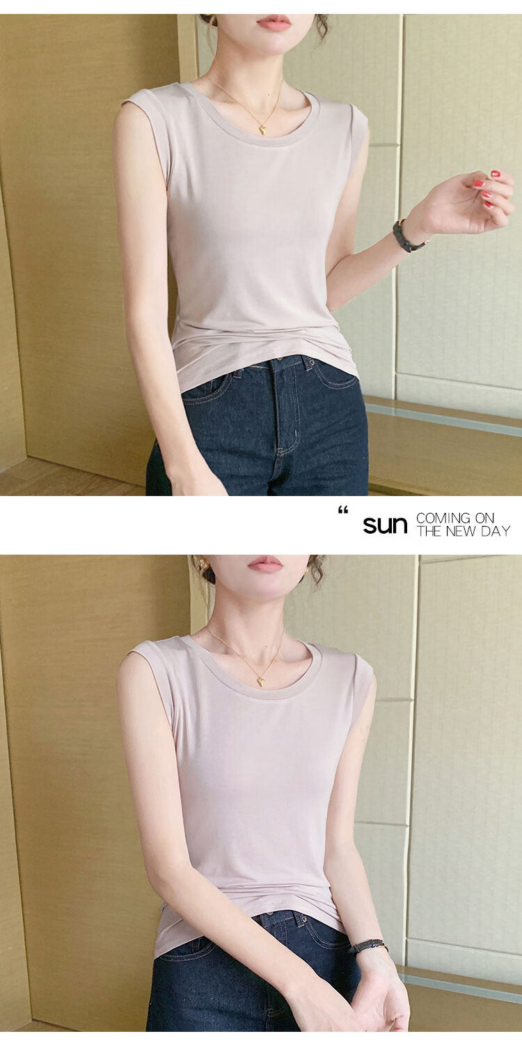 Modal Women's Tank Top Summer Sleeveless T-Shirt Basic Innerwear High-End Thin Vest M 10