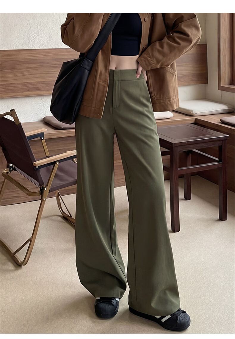 Langsha Women's Suit Pants 2026 Spring Autumn New High-End Commuter Casual High-Waist Straight Slimming Vintage Wide-Leg Pants 17
