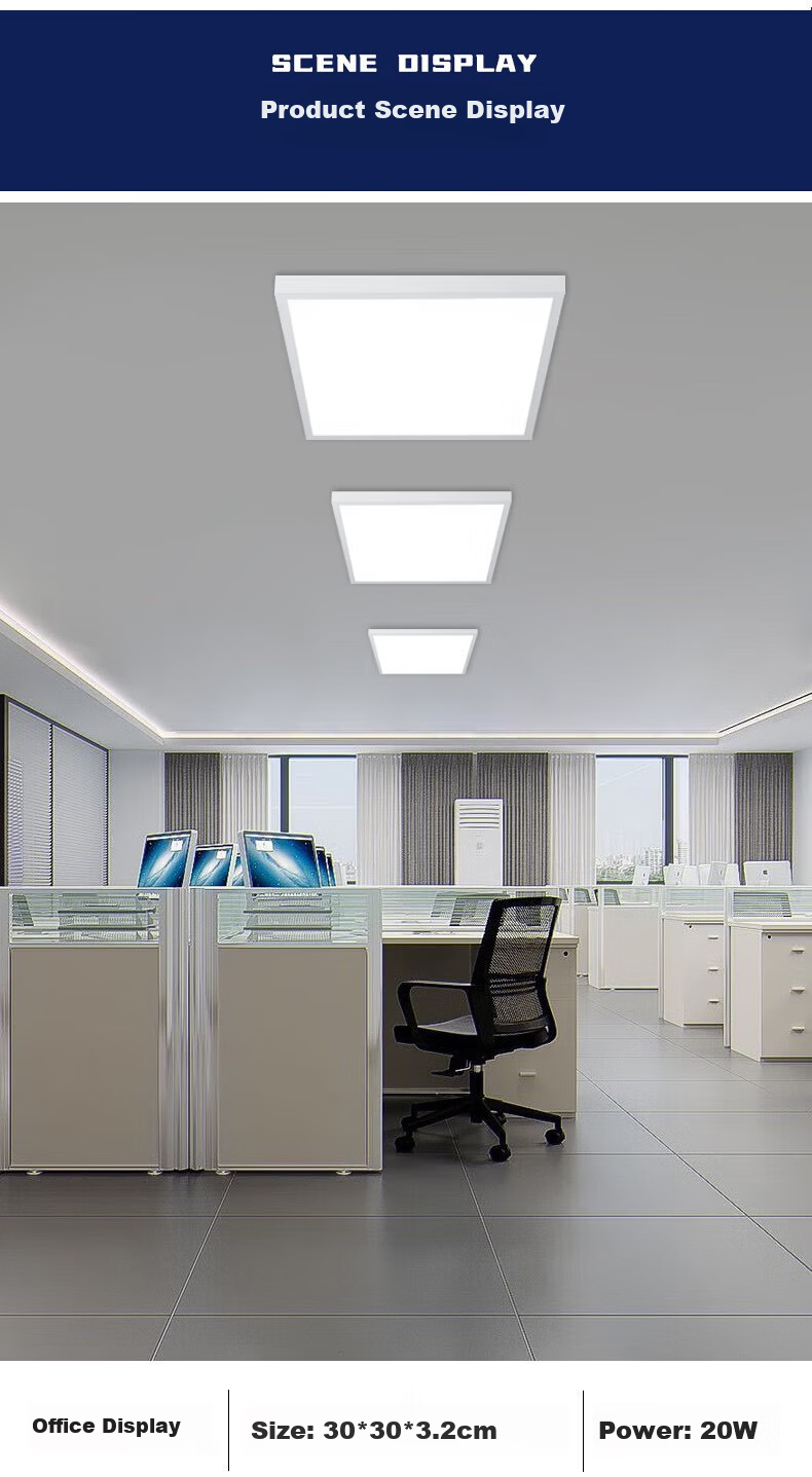 Dengling LED Surface Mounted Small Square Panel Light Ultra-thin Flat Ceiling Light Fixture Surface Mounted Square 21cm - White Light 18W 6