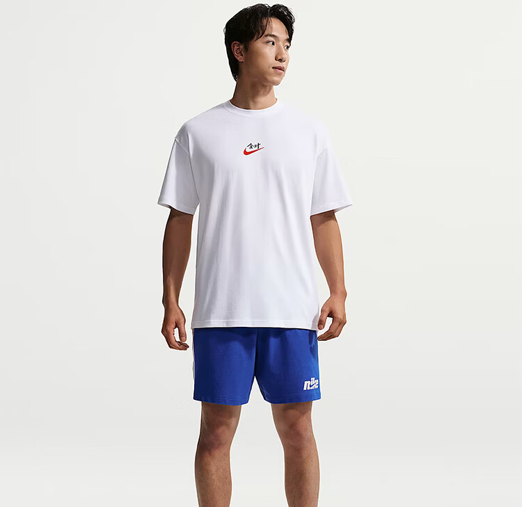 Nike Men's Sports T-Shirt New Model Mid-High School Exam Perfect Score Short Sleeve IR7584-057 Blue 2XL 2