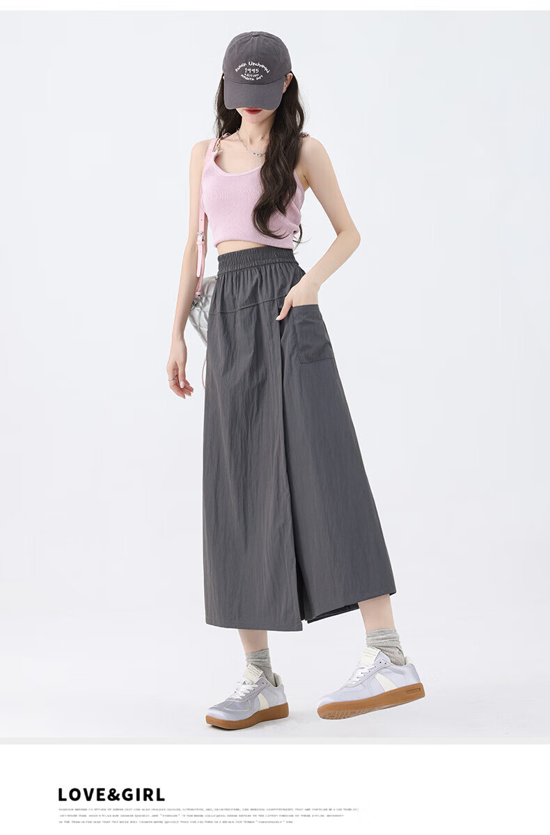 Langsha Women's Summer Workwear Skirt Pants New Small Size Casual Loose Slim Wide-Leg High-Waist Cool Yamamoto Pants 9