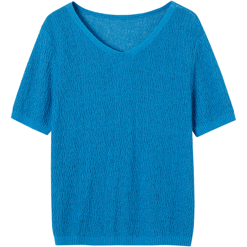 Demana [with Lyocell/Cotton] Summer Glossy V-Neck Textured Jacquard Loose Slim Knit Sweater for Women Premium