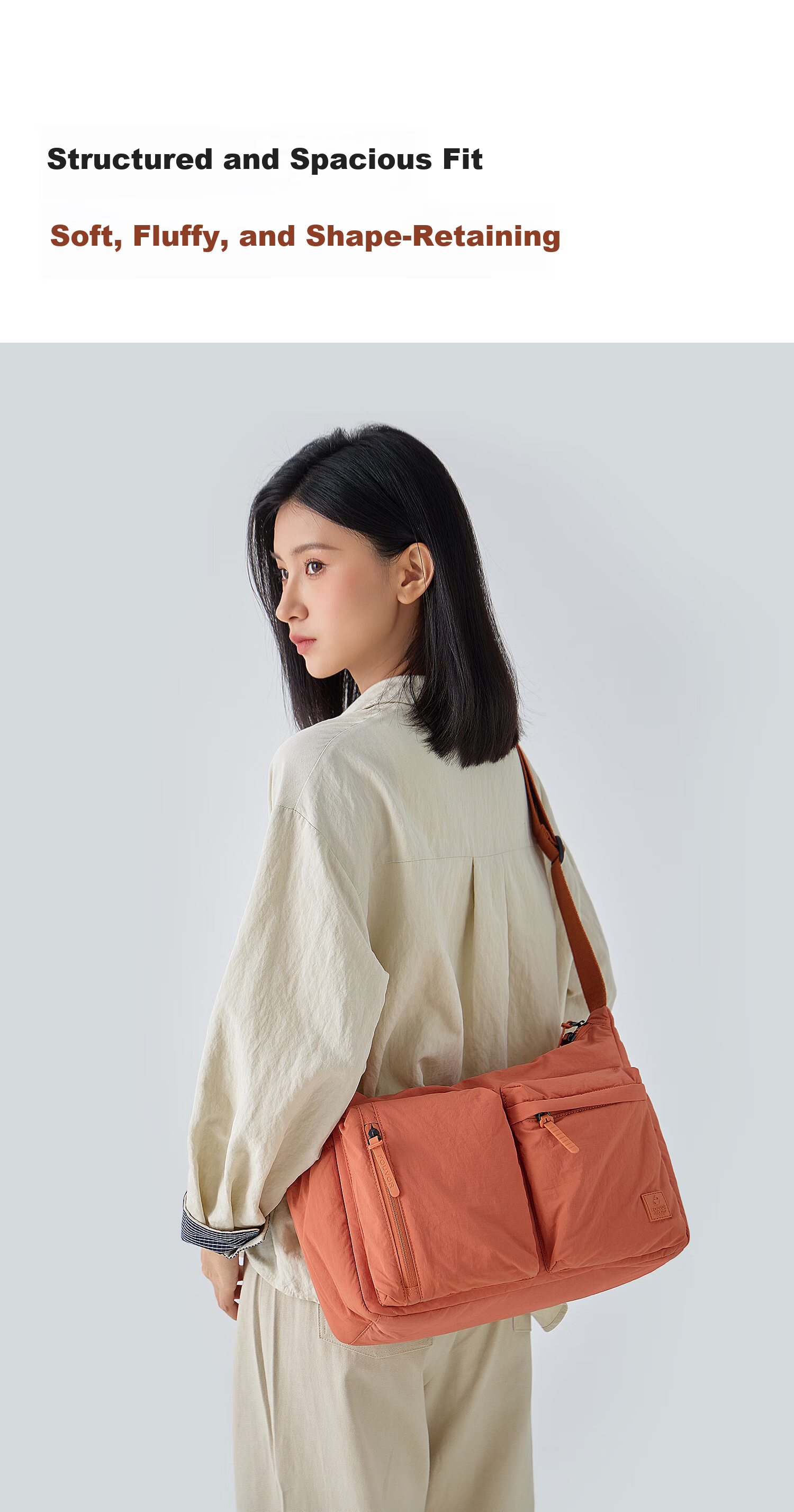 FOUVOR Fox Fashion Crossbody Bag for Women Multi-Pocket Shoulder Bag Large Capacity Lightweight Versatile Oxford Cloth Bag Orange 3