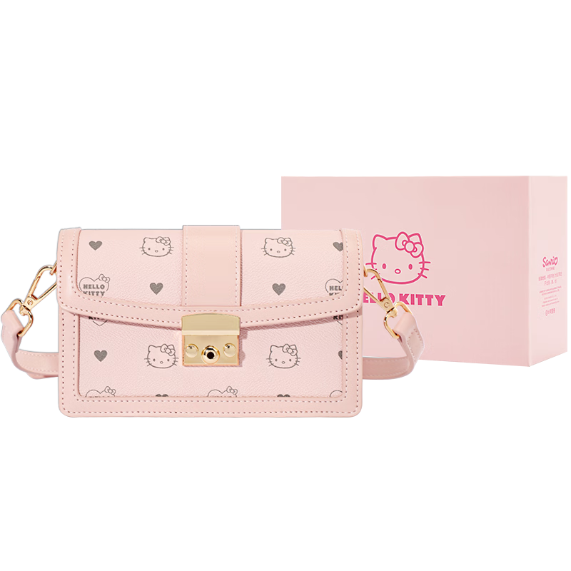 Mesuca X Hello Kitty Handbag, Women's Bag for Commuting, Crossbody Small Square Bag, Gift Box Birthday Present for Girls