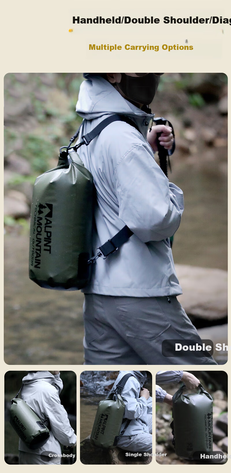 ALPINT MOUNTAIN Waterproof Multifunctional Backpack with Wet and Dry Separation for Outdoor Diving Snorkeling Swimming Creek Hiking Rafting 6