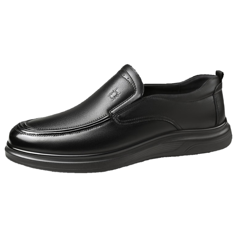 Spider King Casual Leather Shoes Men Spring Autumn Business Classic Comfortable Versatile Soft Sole Slip-On Black Size 42