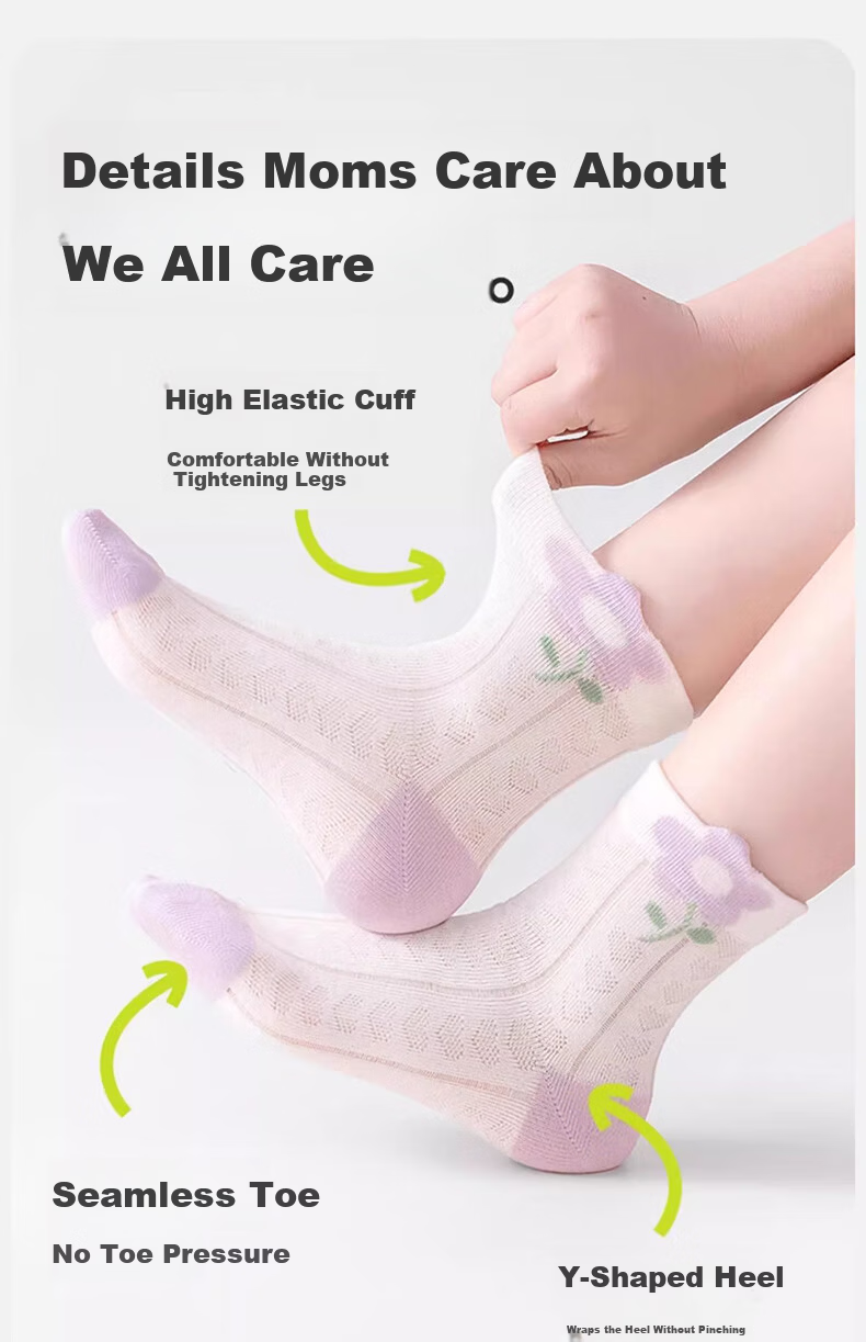 Mianqixiong Children's Socks, Summer Thin Pure Cotton Kids' Socks, Girls' Baby Boys' Summer Socks, Baby Girls' Spring And Summer Mesh Short Socks 18