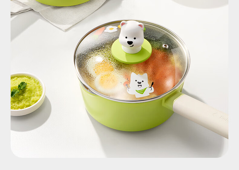 Babycare Baby Food Pot Milk Pot Children's Non-stick Frying Pan Multifunctional Milk Pot - Highland Original Power Green Lunch Box 18