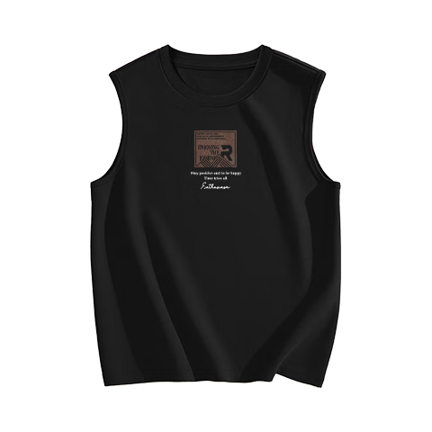 JEEP SPIRIT Men's Pure Cotton Vest Summer American High Street Outdoor Sports T-Shirt Breathable Loose Trendy Sleeveless Shirt