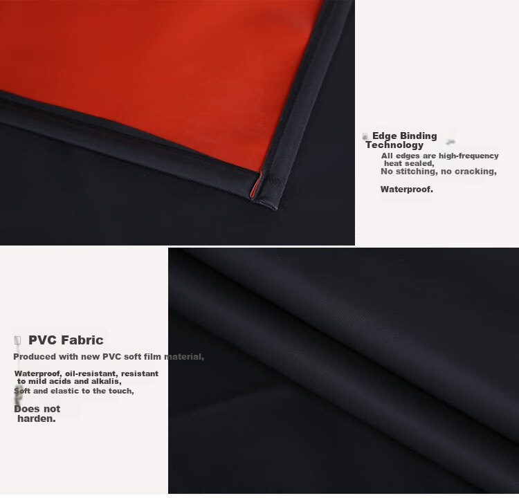 Aideer Black and Red Composite Apron PVC Double-Layer Thickened Waterproof Oil-Resistant Acid and Alkali Resistant Unisex Seafood Apron Black and Red (110*80) CW928628 7