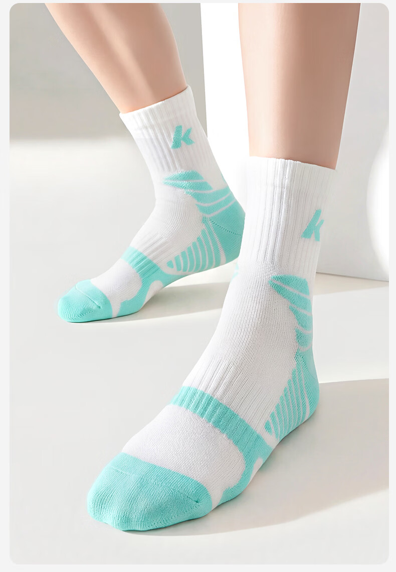 KAWASAKI Unisex Badminton Socks Running Training Sweat-Absorbing Non-Slip Sports Socks D6609 Blue/Grey/Purple (3 Pairs) 18