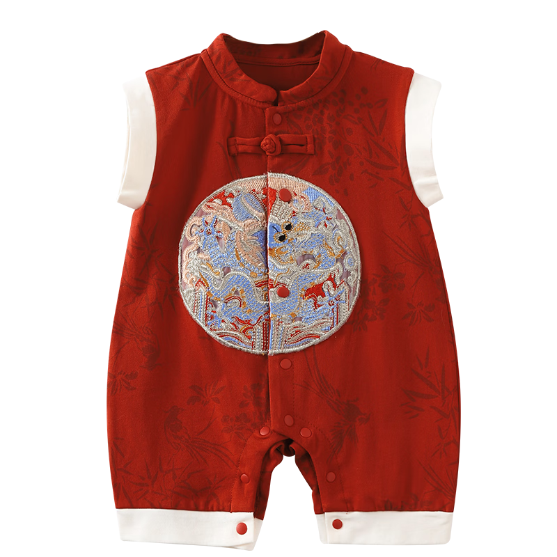 Youqi Infant Summer Lightweight Chinese Style Romper Baby Boy Full Moon 100 Days Chinese Tang Suit First Birthday