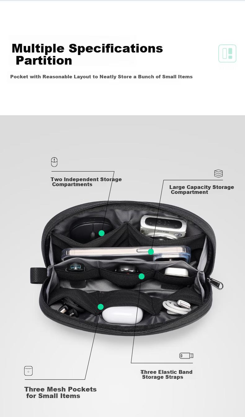 MARK RYDEN Digital Storage Bag Multifunctional Mouse Charger Computer Power Data Cable Travel Portable Mobile Phone Accessories Pouch 4