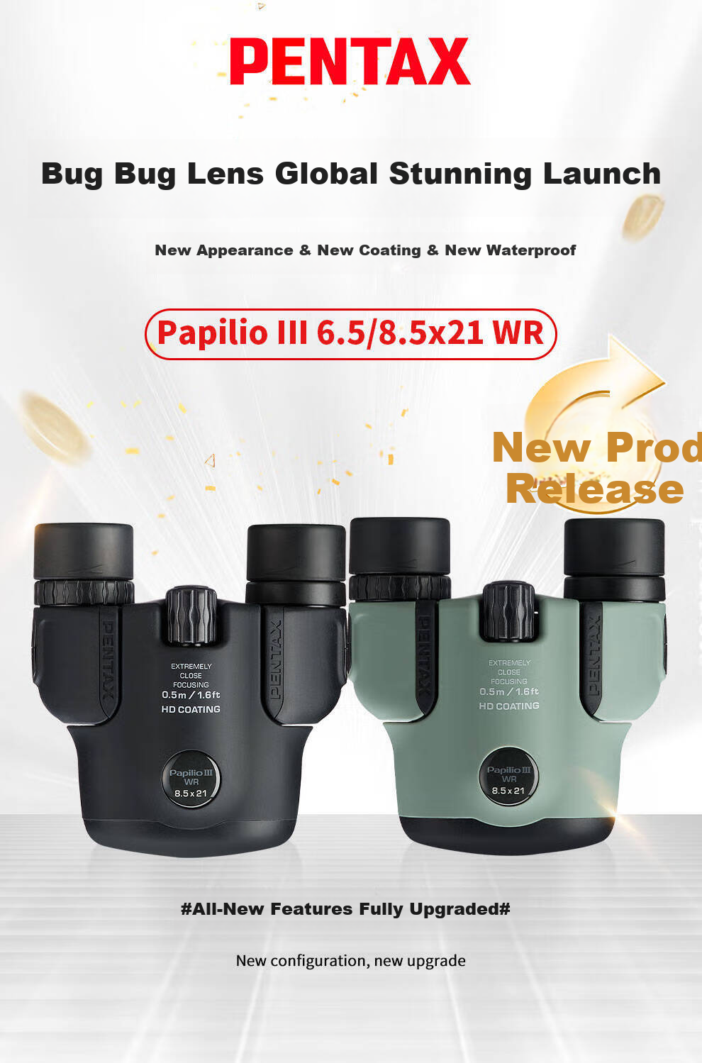 PENTAX Insect Lens III 8.5x21 Black Waterproof Macro Binoculars for Theater Museum HD Photography 1