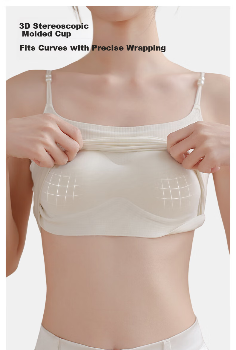 Herbal Original Color Women's Camisole Vest with Invisible Seamless Bra, Light Thin Pearl Thin Straps, Padded Base Layer, Beautiful Back Vest for All Seasons 11