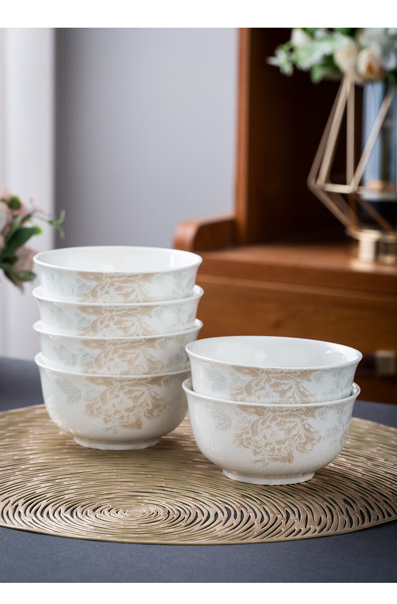 Taoxianghui Jingdezhen High-Quality White Porcelain Jade Clay High-Temperature Tableware Bowls Plates Spoons Chopsticks Ceramic Bowls And Dishes for Home Use, 14-Piece Gift Dinnerware Set 18
