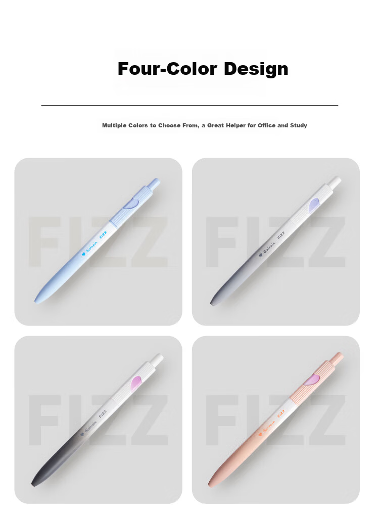 Fizz Quick-Dry Retractable Gel Pen 0.5mm Low Center of Gravity Dual Ballpoint CS Black Tip Office Signature Pen Student Exam Writing Pen 2-Pack Blue Ink B73016 2