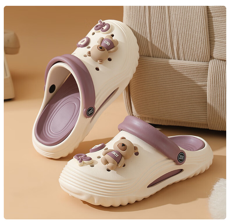 Cartelo Crocodile Cartoon Clog Sandals for Women, Two-Way Wear Beach Slippers, Model 1734, Khaki, Size 36-37 5