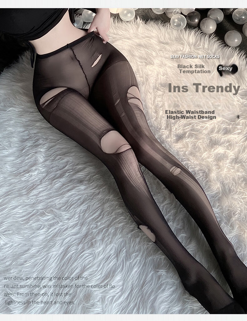 Zhenmei Women's Sensual Stress Relief Foot Fetish Black Sheer Tearable Hole Pantyhose 3-Pack Black Purple Nude 7230 11