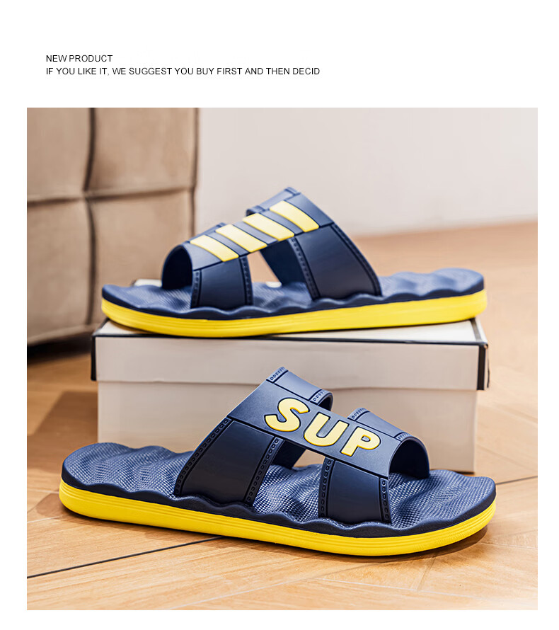 Cartelo Crocodile Men's Outdoor Home Bathroom Slippers Thick Soft Sole Flip Flops 1751 Blue Yellow Size 43 26