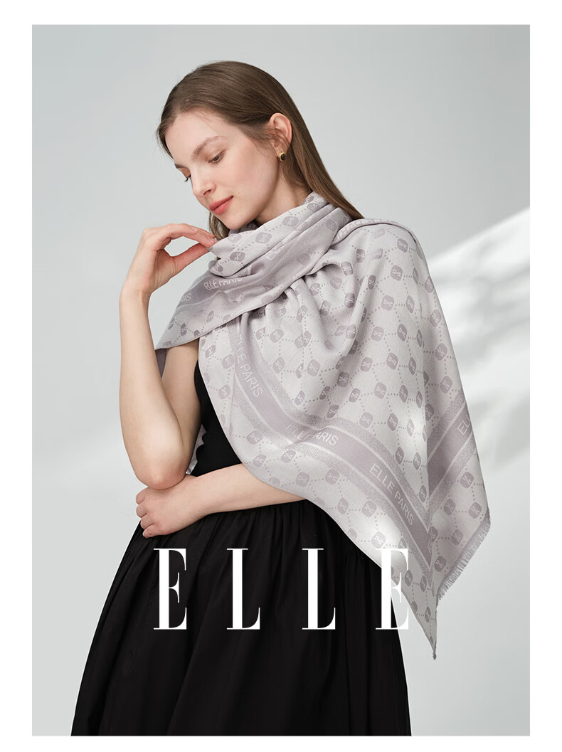 ELLE Women's Summer Office Air-Conditioned Room Warmth Shawl with Mulberry Silk Large Size Gift Box Scarf 5