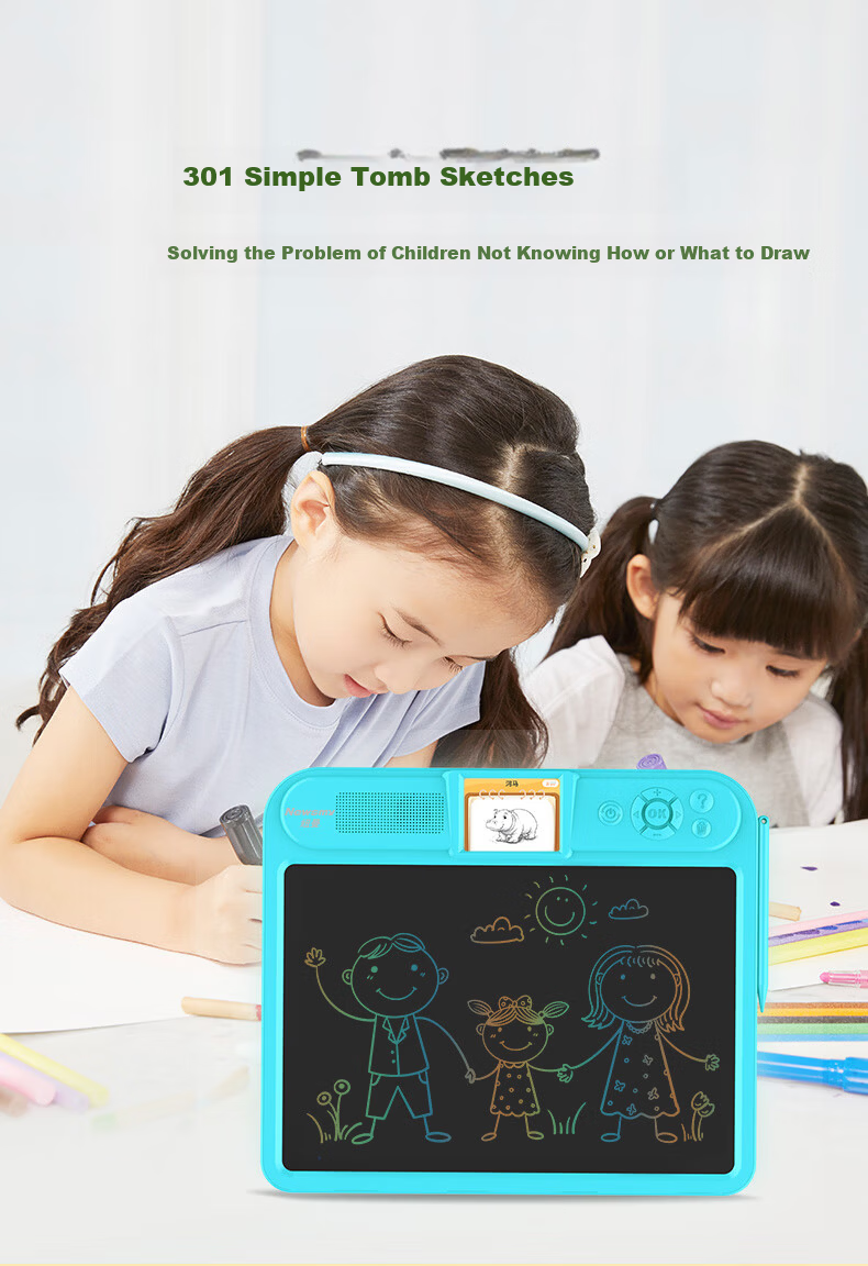 Newsmy Kids Elementary Early Learning Practice Machine LCD Drawing Board Synchronized Textbook Pinyin Literacy Ancient Poems Oral Arithmetic Vocabulary Memorization Drawing Boys Girls Blue New Year Bi 9