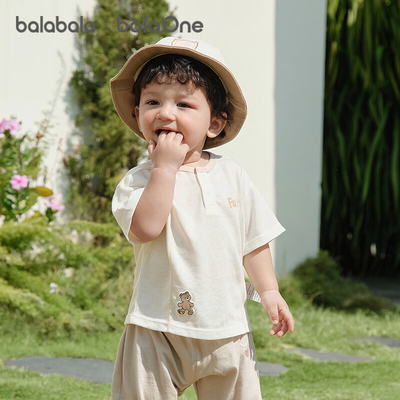 Balabala【balaOne】Baby Short Sleeve T-Shirt Infant Top 2026 Soft Comfortable Fresh Cute