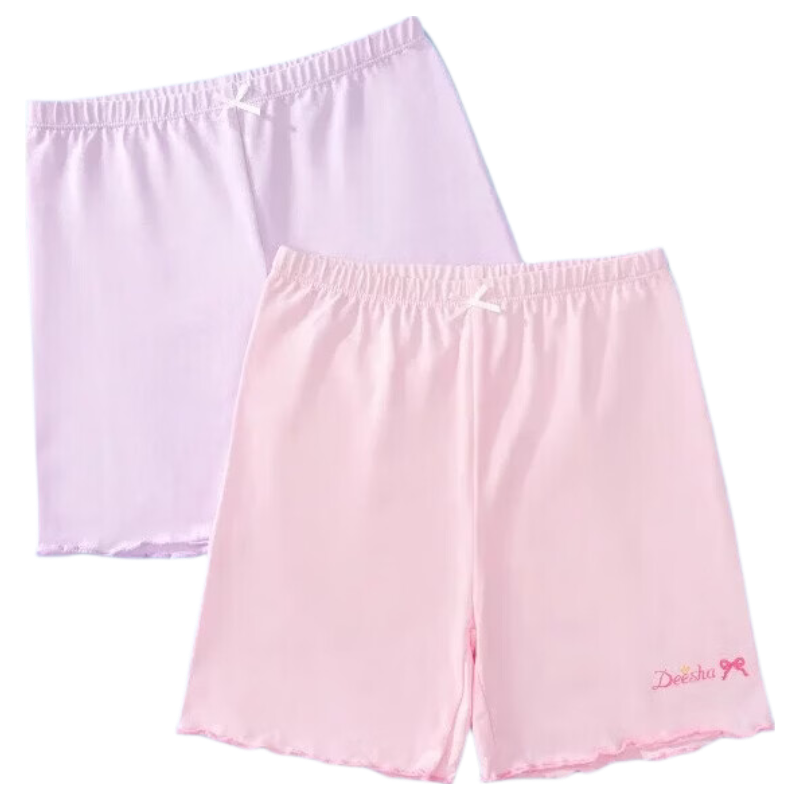 DEESHA Children's Safety Shorts, Girls' Summer Anti-Chafing Boyshorts, Big Kids' Boxer Briefs, Pink + Purple, Size 120