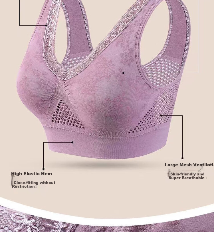 Bejirog Maternity Bra Middle-aged and Elderly Vest-style Thin Wireless High Elasticity Large Bust Minimizing Push-up Bra Skin Color XL 8