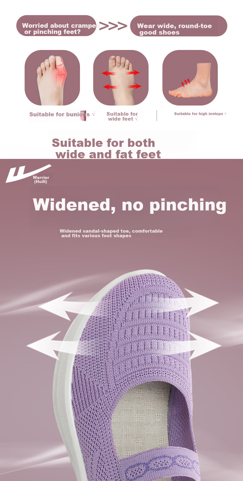 Warrior Mom Shoes Comfortable Walking Shoes Non-Slip Soft Sole Elderly Women's Sports Old Beijing Cloth Shoes 1505 Purple Size 36 4