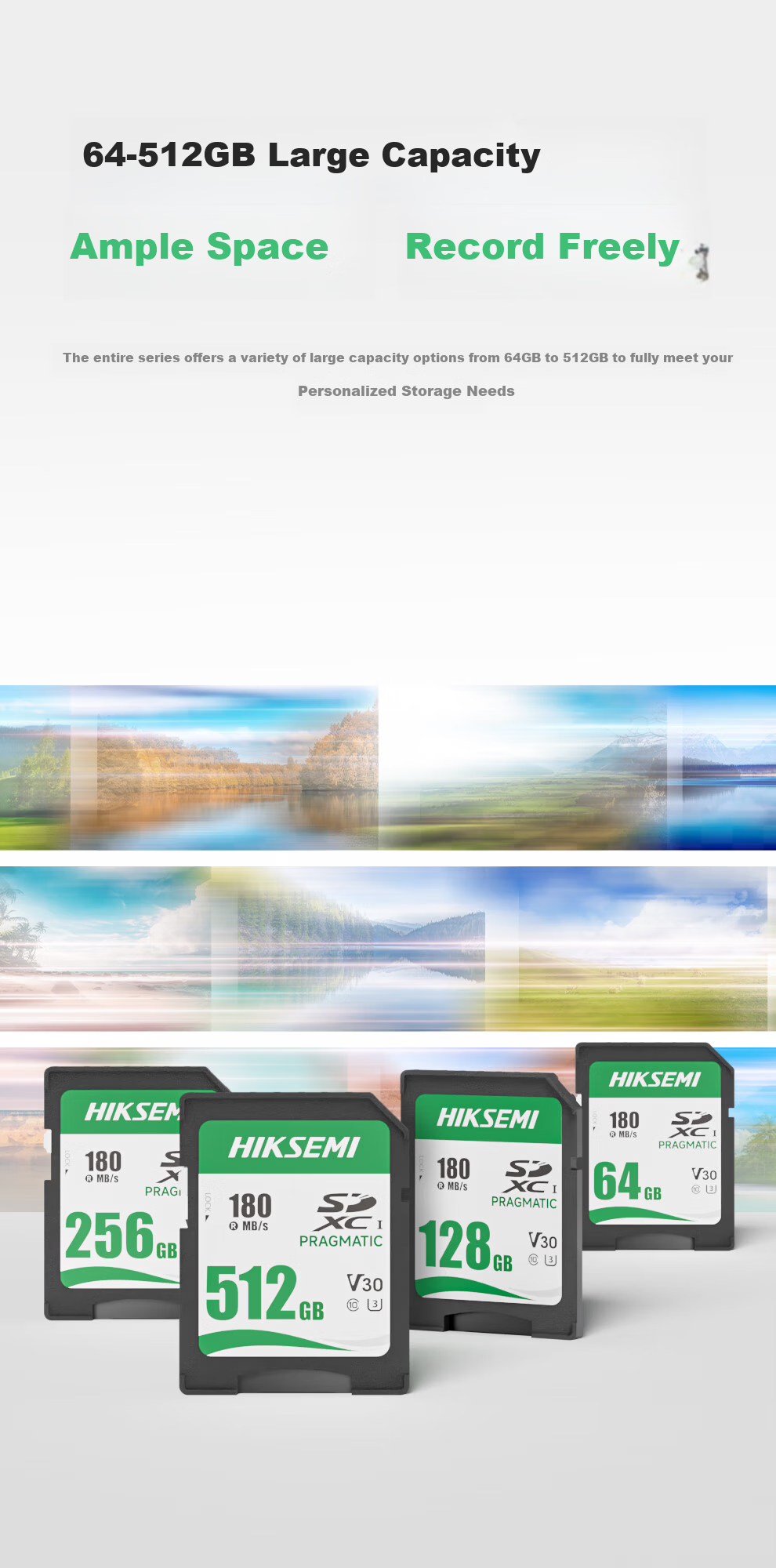 HIKVISION 128GB SD Camera Memory Card V30 U3 180MB/s Read Speed High-Speed Storage Card for DSLR Mirrorless Digital Cameras Compatible with Canon Nikon Sony 5