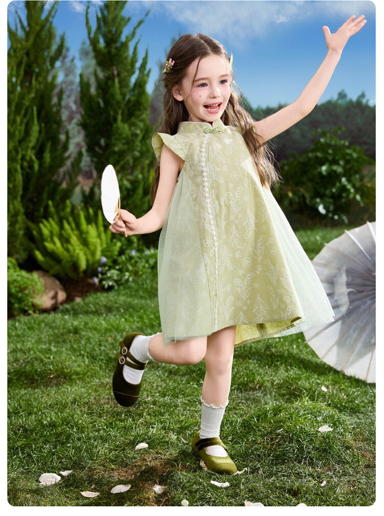 ASK JUNIOR Children's Qipao Dress 2026 Summer Toddler Short Sleeve New Chinese Style Dress for Girls 16