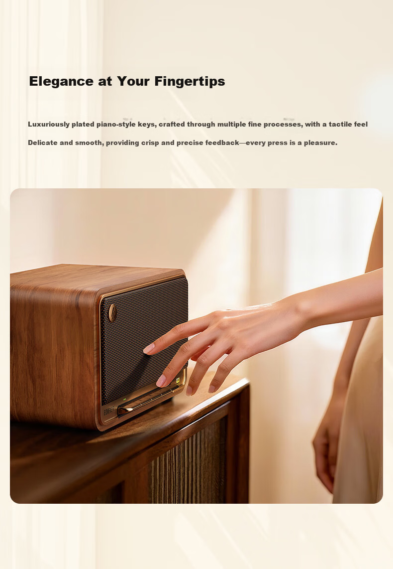 EDIFIER M330 II Retro Desktop Bluetooth Speaker High Power Wireless Portable Home Audio Integrated Artistic Speaker Black Walnut 4