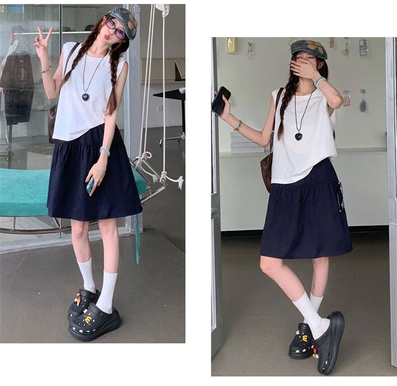 Langsha Japanese Style Women's Summer 2026 New High Waist Slim A-Line Mini Skirt Five-Point Shorts College Style 15