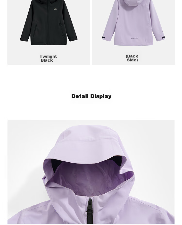 Pelliot [Xiao Yan Ke] Outdoor Children's Single-Layer Big Kids' Windbreaker Waterproof Jacket 135101022 Black 150 28