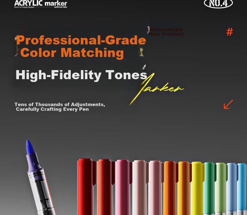 M&G 36-Color Acrylic Marker Pens Set with Direct Ink Bag, Children's Student Drawing and Graffiti Markers, Hand-Painted Coloring Pens, Back-to-School Gift APMT80J5 12
