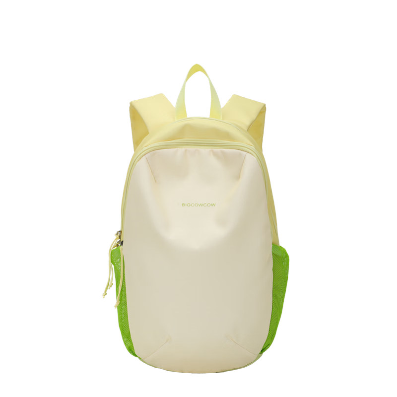 BIGCOWCOW Lightweight Backpack for Women and Men, Small School Bag, Student Travel Outdoor Small Bag, Light Yellow with Beige
